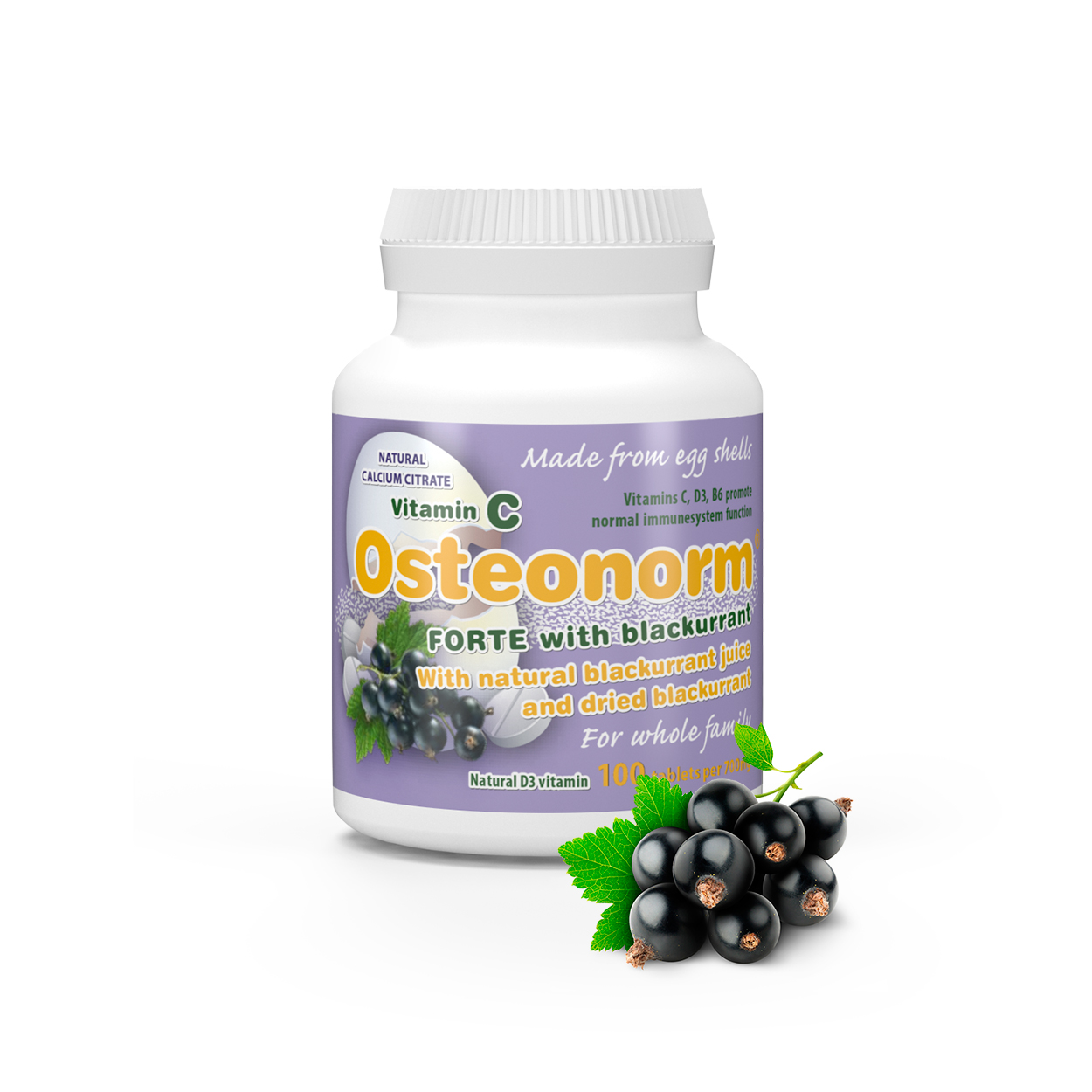 Osteonorm_Blackcurrant_02 Osteonorm FORTE with Blackcurrant 100 tablets per 700mg